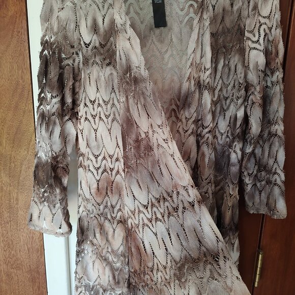 Chico's Travelers Collection sz 0- S/4 open front flame stitch jacket 3/4 sleeve - Picture 8 of 10